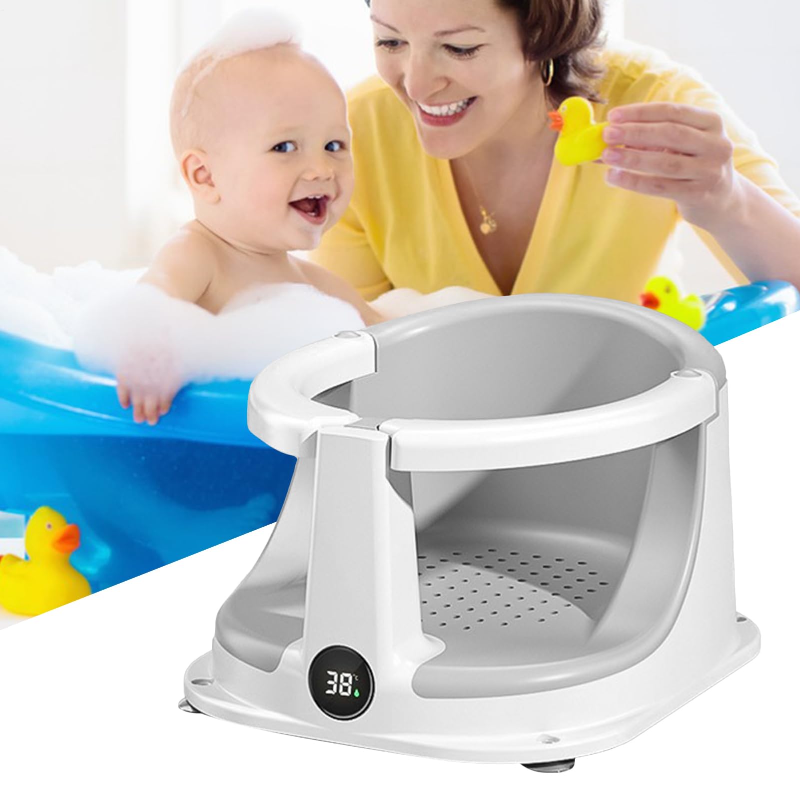 Seggiolino per Bagnetto Sedia da Bagno Antiscivolo con Sensore di | Accessorio Sicurezza per Doccia Bambini Ideale per Casa Viaggi Compleanni e Regali