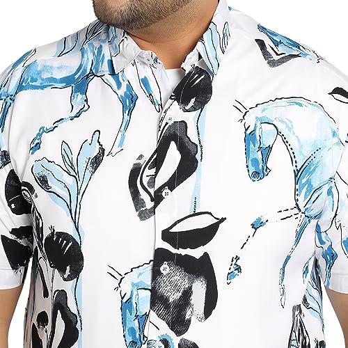 Image of Instafab Plus Men's Shirt for Casual Wear | Spread Collar | Short Sleeve | Button Closure | Plus-Size Fit | Cotton Shirt Crafted with Comfort Fit for Everyday Wear
