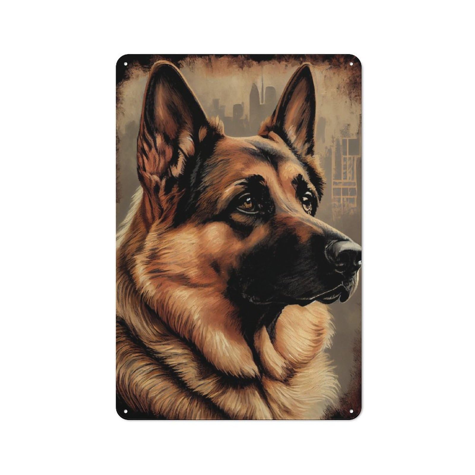 Junmoney German Shepherd Retro Dog Vintage Metal Sign 30X20cm For Guest Room Or Hallway, Suited To Guest Room Decorators