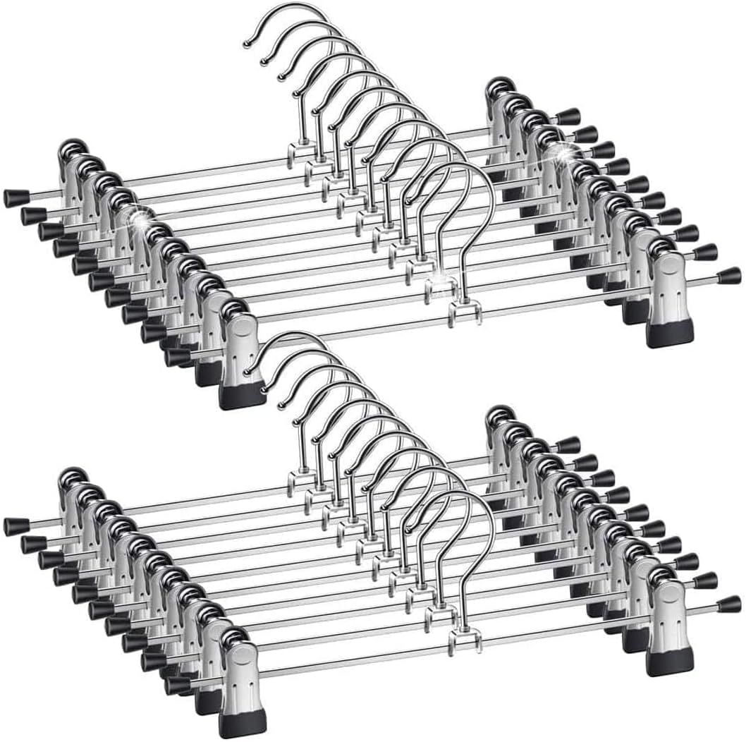 Red Dot Giftยฎ Pants Hangers Skirt Hangers, Matal Pants Hangers Skirt Hangers Jeans Hangers Space-Saving, Elegant for Closet Organizingโฆ (RD-PT-10)
