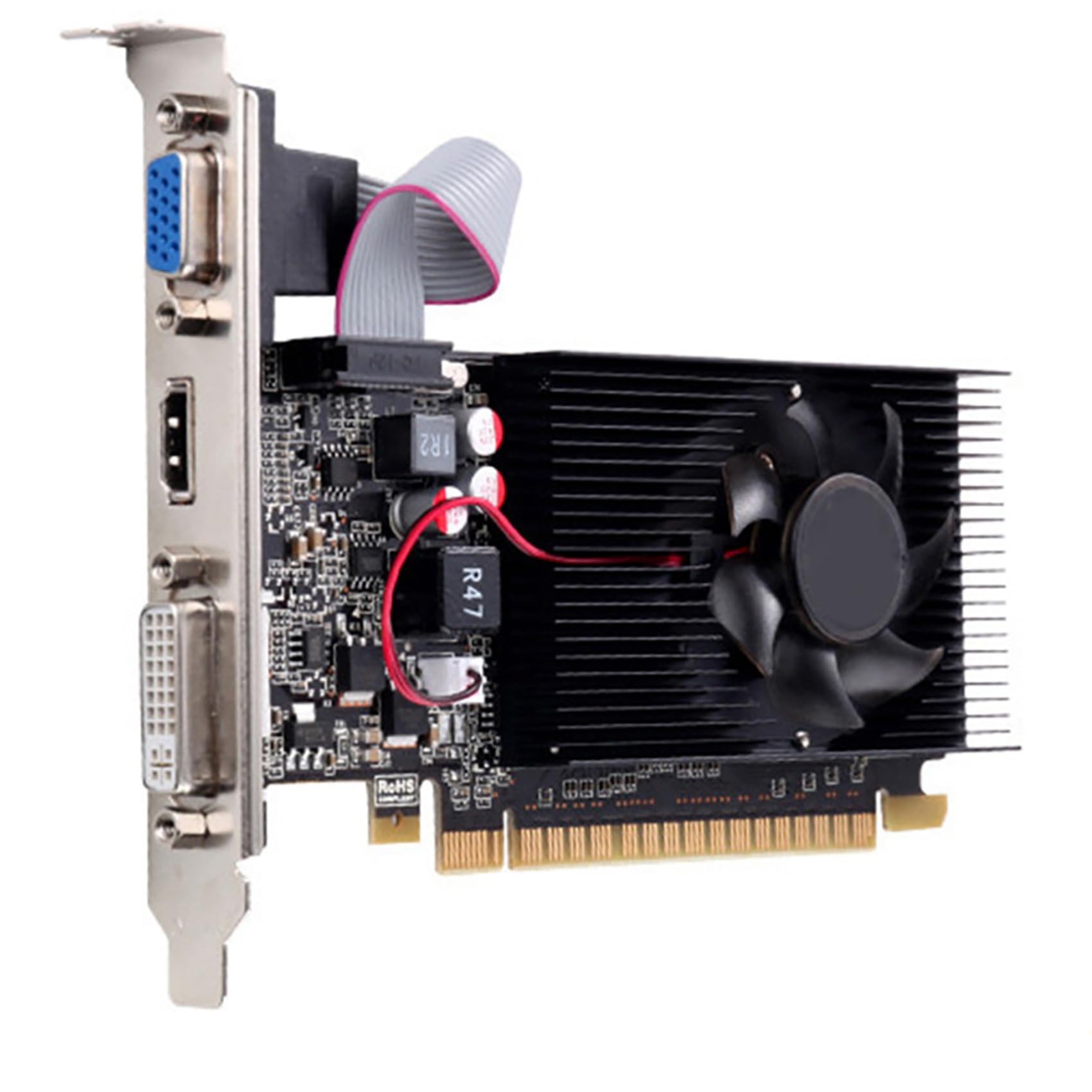 2X GT 610 1G ultraszybka karta graficzna 1 GB 64-bitowa DDR3 810/500 MHz PCI-E 1.1 X16 do komputera stacjonarnego z małą obudową