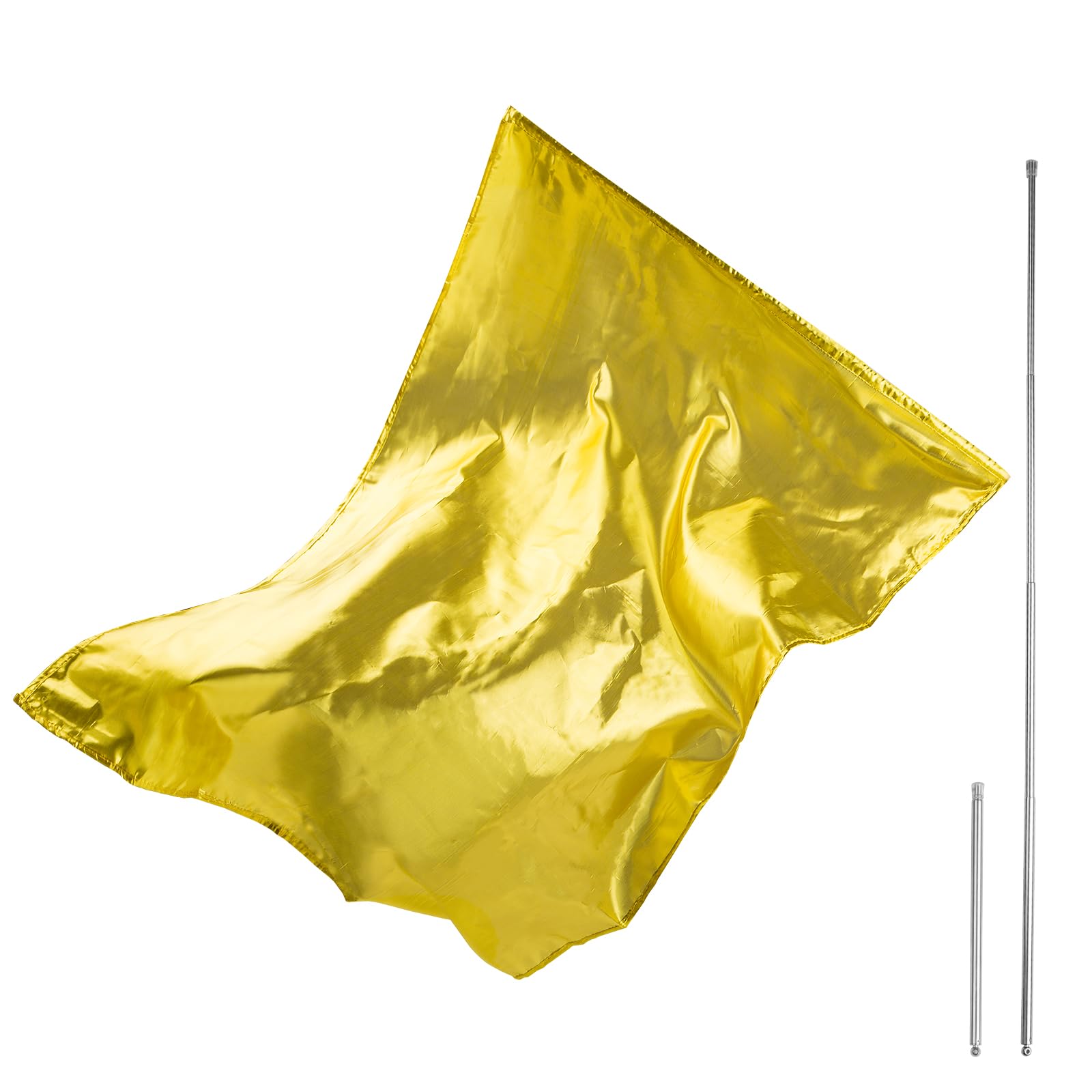 Worship Flags with Flex Rods, 45" Rectangular Solid Polyester Flags for Dance Outdoor Practice Performance, Praise Dance Flags, Divine Dance Flags, Sports Fan Outdoor Flags (Gold)