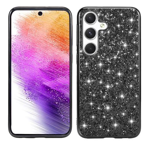 Coque Samsung S24 FE paillettes rose silicone noir fine anti-trace