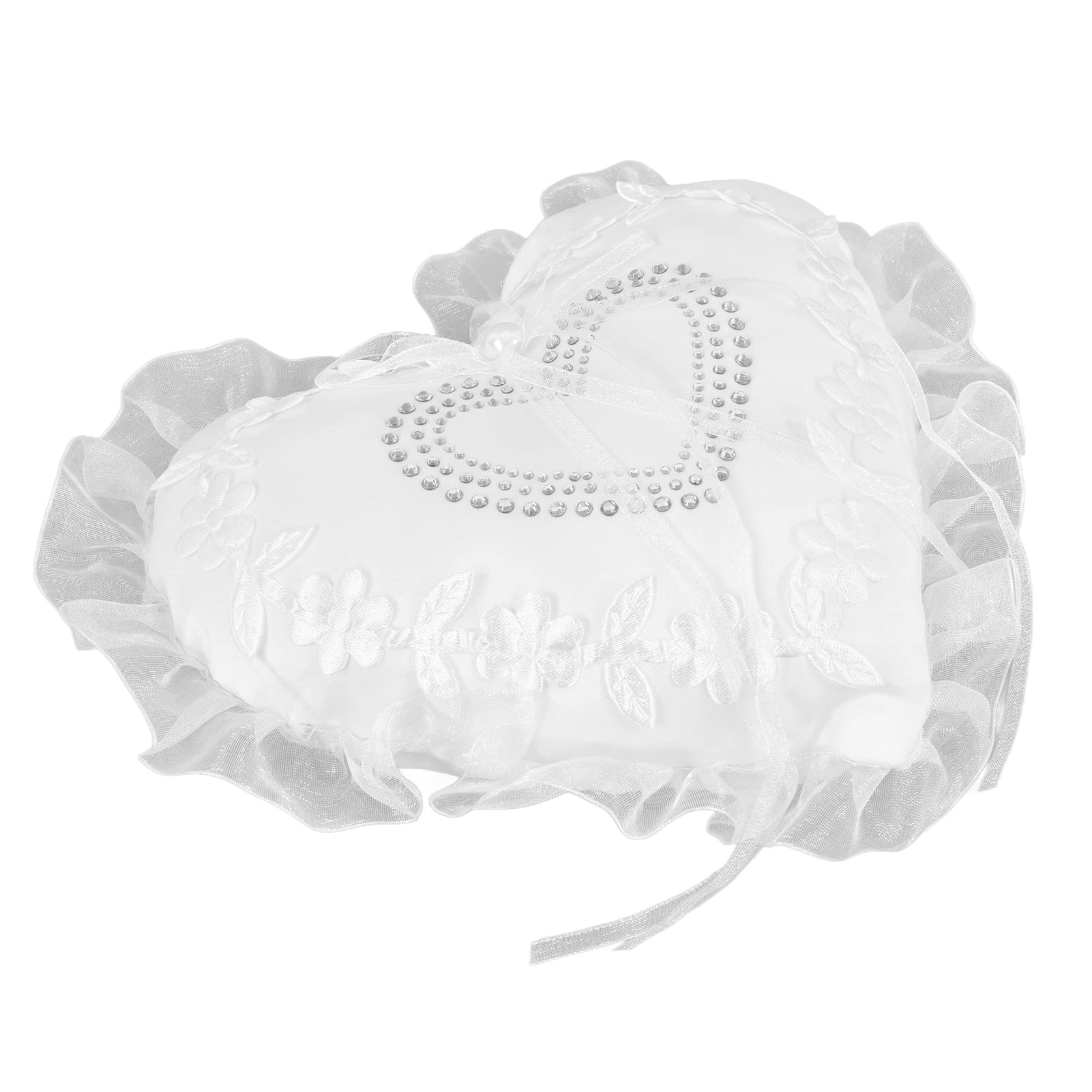 Fdit Weißes Hochzeitskissen Set für Ringe, Indoor Outdoor Nutzung | Vierteiliges Set mit Blumenkorb, Gästebuch, Federzeichenstift, aus strapazierfähigem Stoff, ideal für romantische Anlässe