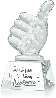 LONGWIN Employee Appreciation Gifts Crystal Awards with Thumbs Up, Thank You for Being Awesome Gifts for Staff, Coworkers Teacher Christmas Birthday