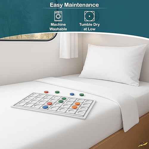 Miniatura 8 de Juego de sábanas de microfibra para autocaravana, 72 x 80 pulgadas, color blanco sólido, sábanas para campistas, caravanas y remolques de viaje, de