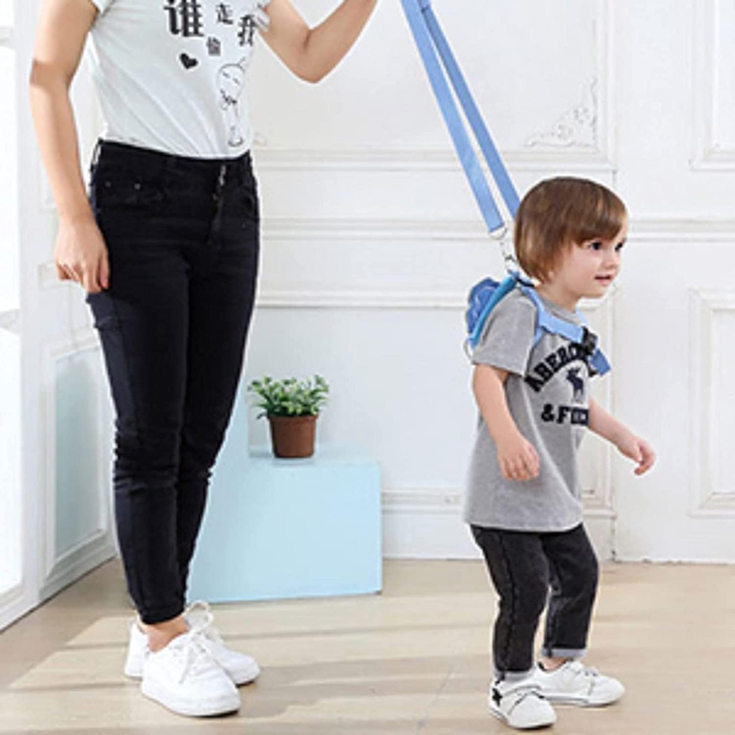 Laisse 3 en 1 pour enfant - Motif éléphant - Anti-perte - Avec poignet de sécurité - Harnais de course pour enfants - Laisse pour enfant avec cadenas de sécurité