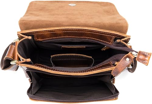 Miniatura 7 de Cuero auténtico mensajero Bolsas hombro hombro Crossbody bolso trabajo negocio vintage capacidad