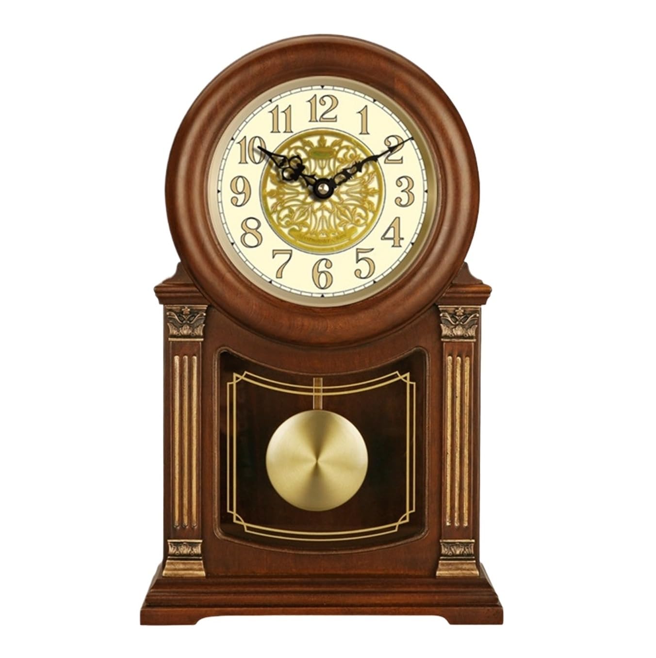 GFJHdfhE Mantel Clock | Classic Design Battery Operated Desk Clock Wood Table For Bedside Bedroom Living Room Decor Traditional Style