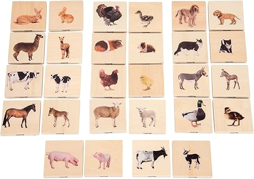 TickiT - 73406 Partido familiar de animales domésticos - Juego de 28 - Imágenes reales - Juego de memoria de animales con padres y bebés - Juego de