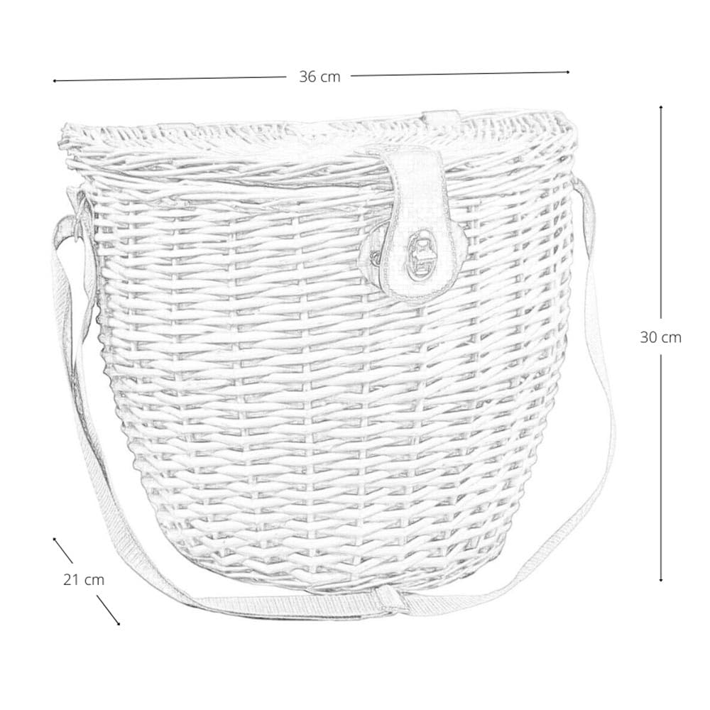 Cesto cestino Stive in vero Vimini con Coperchio e Tracolla 36 x 21 x h 30 cm