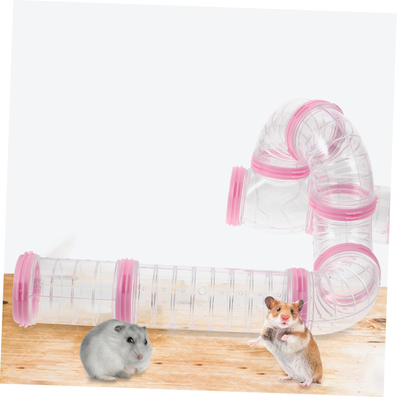 WOONEKY 2 Satz Kunststoff Hamsterröhren zum Selberbauen für Hamster und Eichhörnchen Einfach zu Reinigen Weiß und Rosa Spielzeug für Hamsterkäfig Zubehör