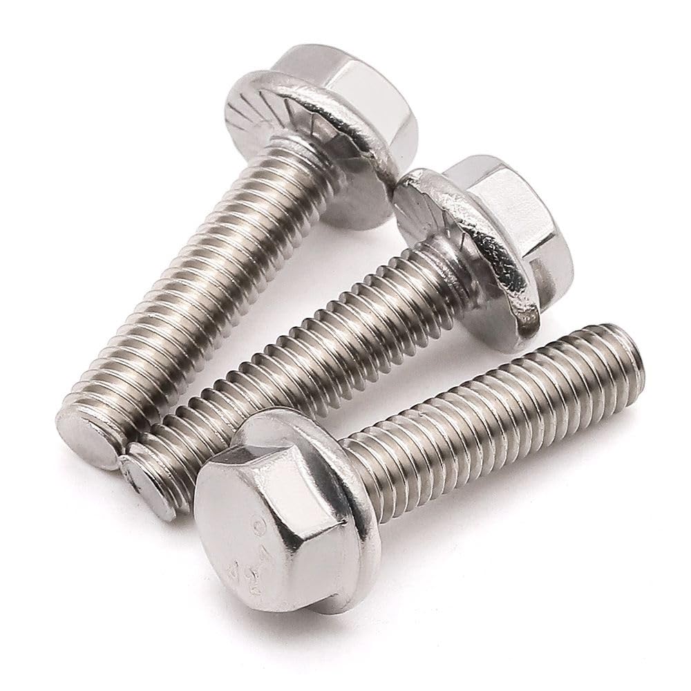 5/16-18 x 3/4 Serrated Flange Hex Head Bolts Screws, 304 Stainless Steel 18-8, Fully Threaded, Coarse Thread UNC, 12 pcs