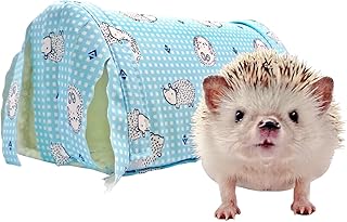 Small Animal Tunnel Cave Hideout Nest with Fleece Forest Hidey Curtain for Baby Chinchillas/Mice/Gerbil Rats/Chinchilla/Sq...