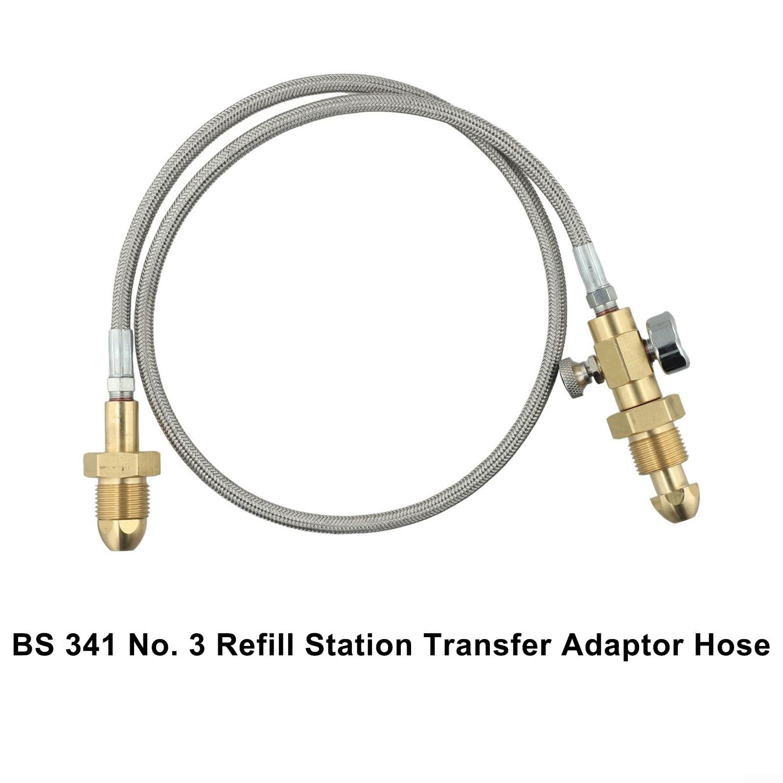 G 5/8" RH Argon Cilindro Adattatore Tubo di Ricarica BS 341 No. 3 Standard 90cm Acciaio Inox Trasferimento ad alta pressione 2000 PSI