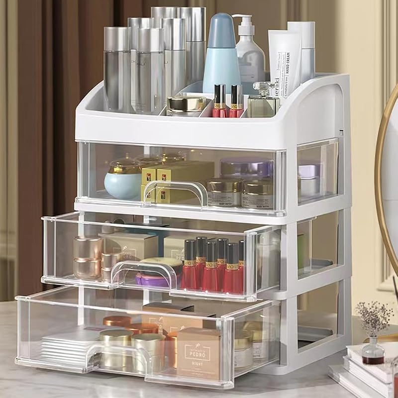 Organizador de cosméticos PTBSZCWY com 3 gavetas, branco