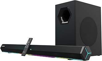 ZEBRONICS Juke BAR 6100DWS PRO 240W with Multi Connectivity (BT 5.0 | HDMI (ARC) |Optical in | USB | AUX),Wireless Subwoofer,RGB LED Lights, Wall Mountable Sound Bar with Virtual 5.1 and LED Display