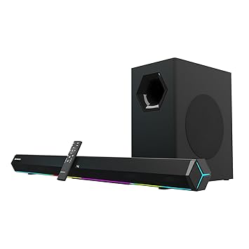 ZEBRONICS Juke BAR 6100DWS PRO 240W with Multi Connectivity (BT 5.0 | HDMI (ARC) |Optical in | USB | AUX),Wireless Subwoofer,RGB LED Lights, Wall Mountable Sound Bar with Virtual 5.1 and LED Display
