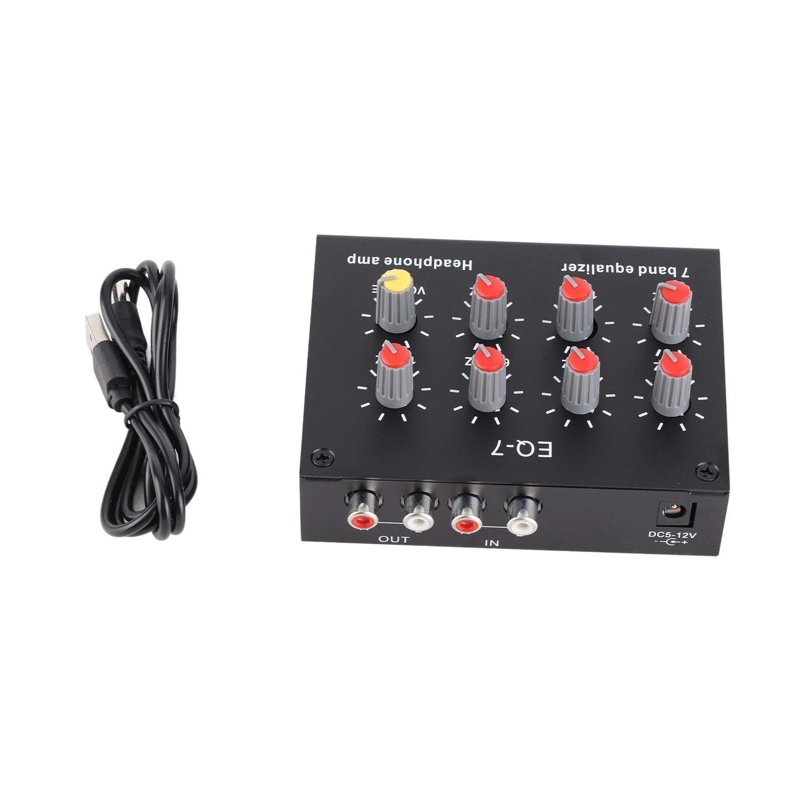 7 Band Sound Equalizer mit 5X Verstärkung und ±12 dB Einstellung Aluminiumgehäuse kompatibel mit Smartphones und Audioquellen