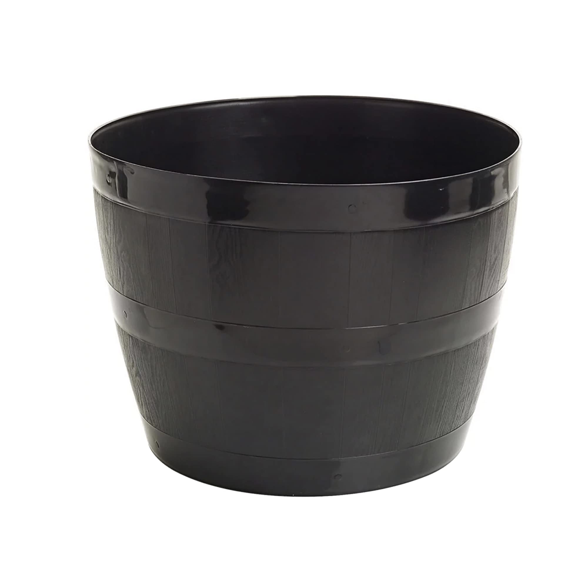 Straame Plant Pot Tub, Gardening Flower Pots - Indoor Or Outdoor Planter - Multi-Purpose - Makes Your Living Space Bloom (Black Barrel Plantar Small- 34 x 34 x 27 cm)