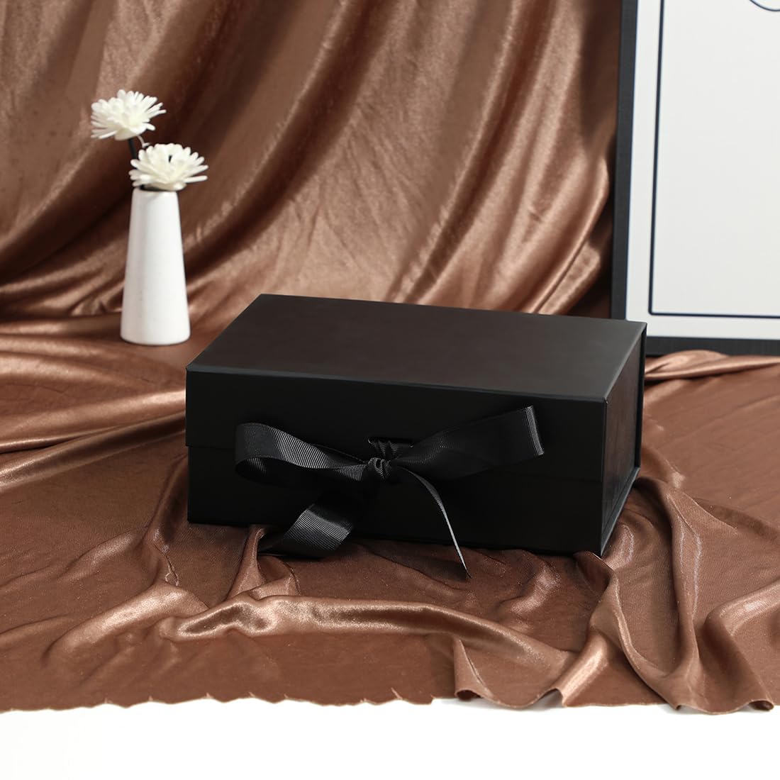 Scatole regalo con coperchio per regali, 23 x 17 x 7 cm, con nastro e chiusura magnetica, grande chiusura per Natale, Hanukkah, festa del papà, matrimoni, compleanni, regali per sposi (8 confezioni