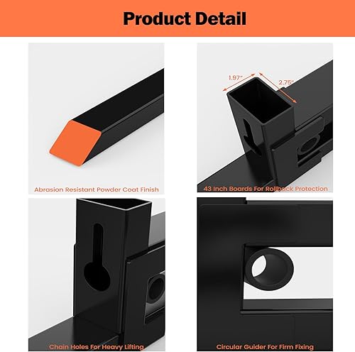 Miniatura 7 de Towallmark Abrazadera de 43 pulgadas en horquilla de paleta, 2000 libras Horquilla de cuchara de fijación rápida resistente para cargador de