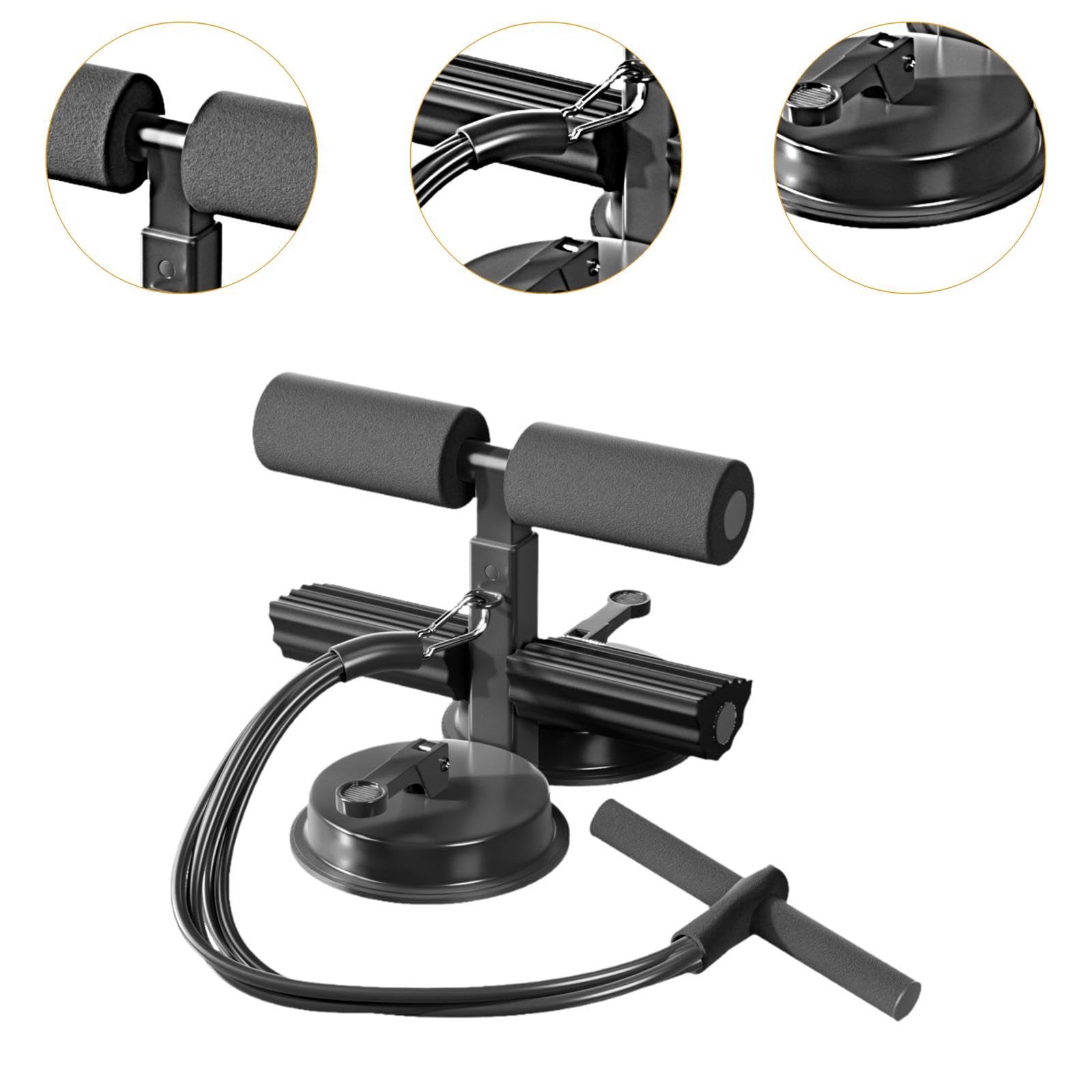 YIJU Sit up Bar Assistance Device Floor Holder AntiSlip with Resistance 3 Adjustable Height Situp Bar for Men Feet and Leg Home, black