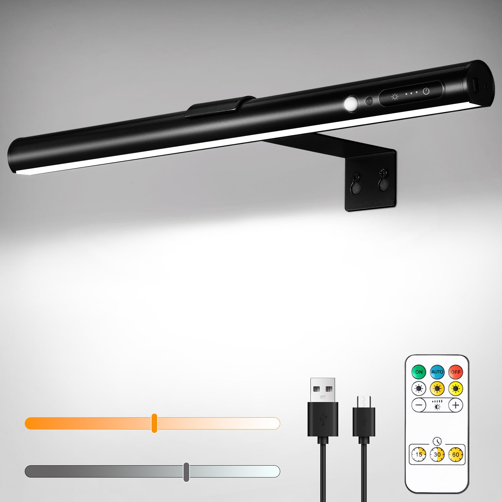 ENCOFT Lampe Murale Sans Fil,5000mAh Applique Murale LED Sans Fil à Télécommande, Lumiere Rechargeable USB, Magnétique Eclairage pour Tableaux, Salle de Bain, Miroir, Vitrines, Intérieure Noir
