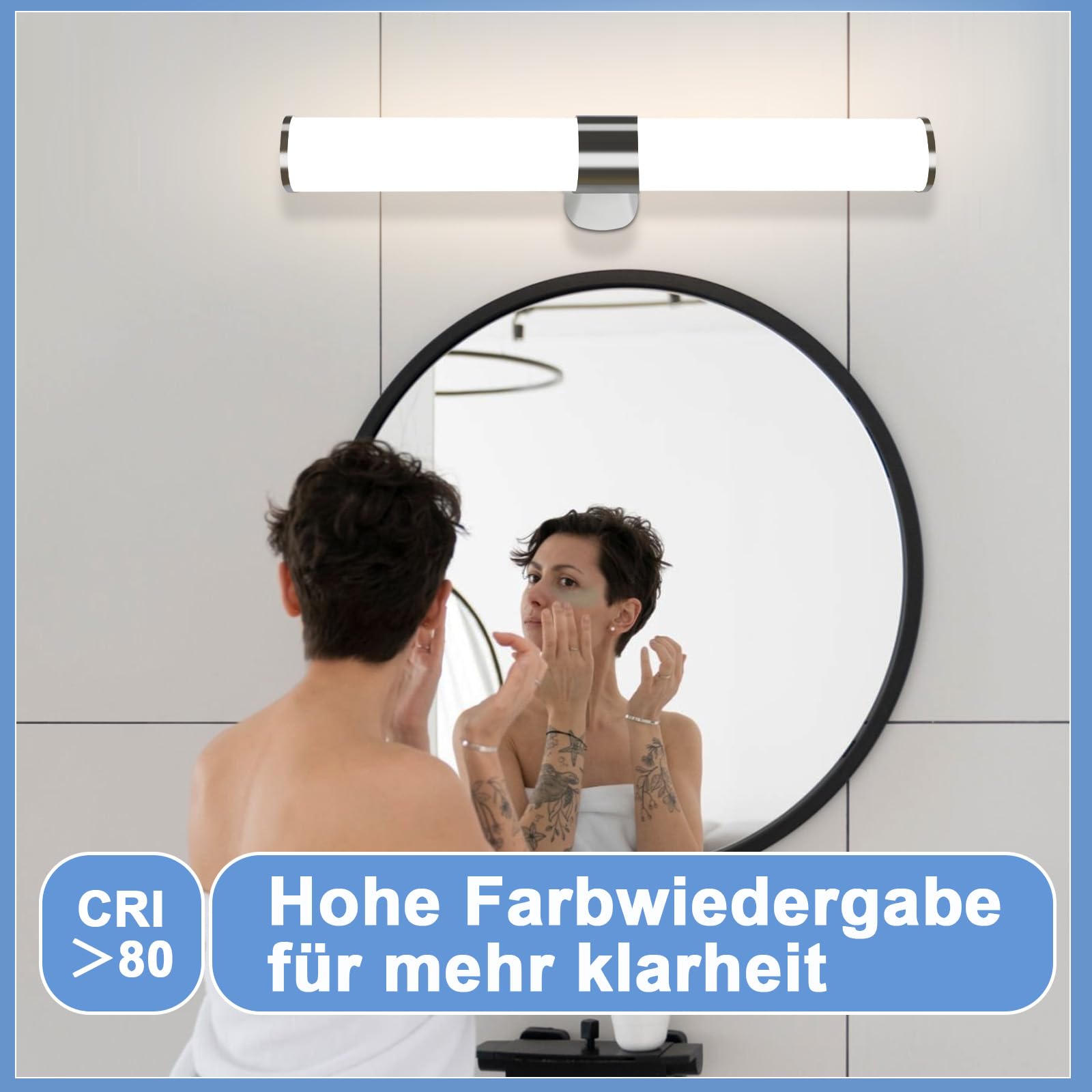 Homefire LED Spiegelleuchte Bad Spiegellampe - 8W Badlampe Wand 40CM Wandlampe Badezimmer Wasserdicht IP44 Wandleuchte Neutralweiß 4000K Chrom Badleuchte Wandmontage Modern für Keller Küche Badschrank