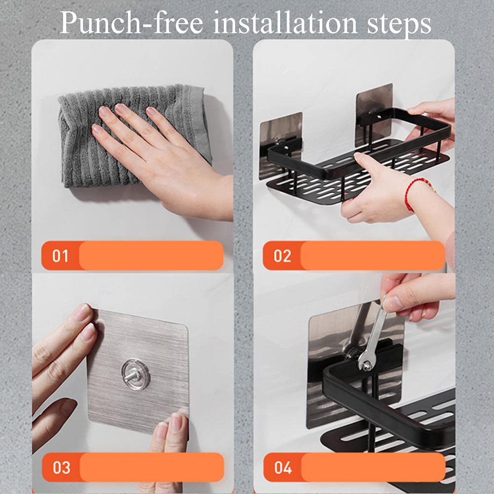 ZHIYUQL Zuignap doucheplank zonder boren, doucheplank, aluminiumlegering, badkamerrek, muur, 10 kg draagvermogen, afneembare zuignap, badkamerorganizer voor badkamer en gastentoilet, vacuümbevestiging