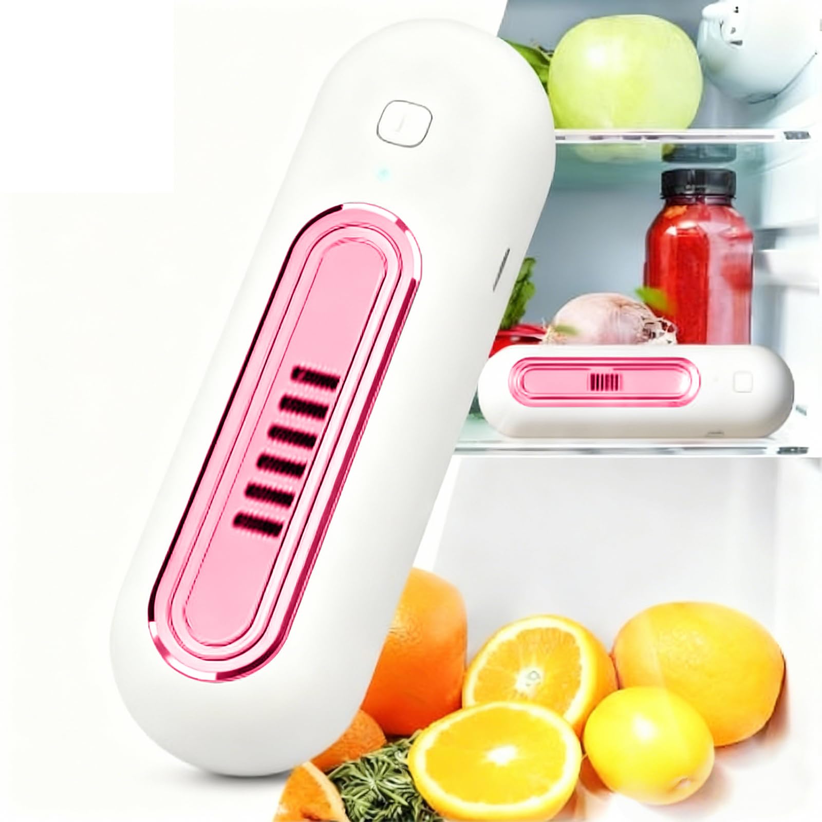 4-in-1 Rechargeable Air Freshener Deodorizer for Fridge, Reusable Air Purifier Odor Eliminator for Closet Pet Car, More Effective Odor Remover Than Baking Soda (Rose Red, Refrigerator Odor Eliminator)