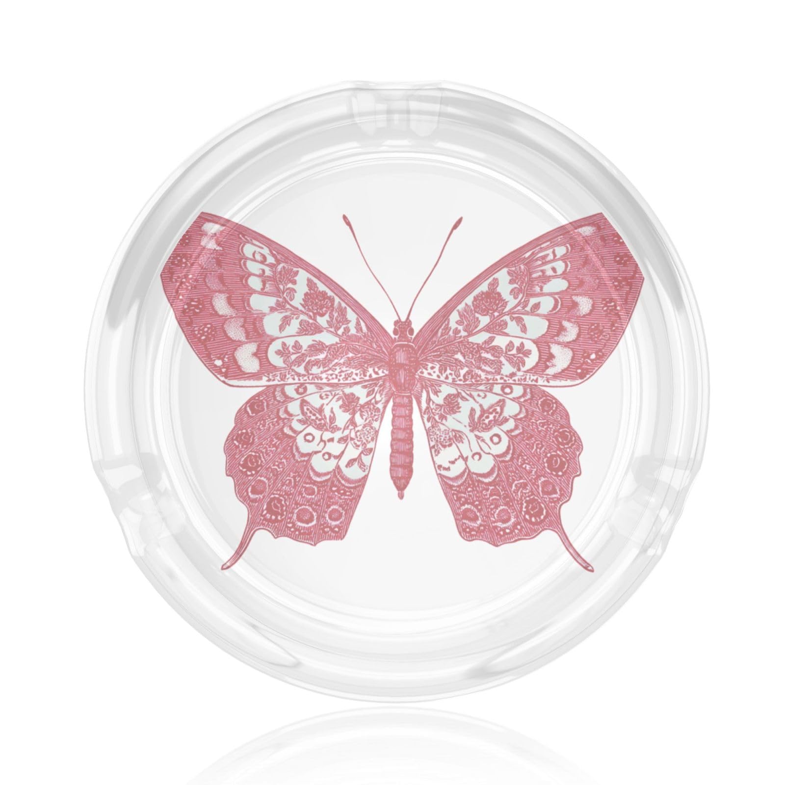 Toile De Jouy Butterfly Red Glass Ashtray For Cigarettes Ash Trays Case For Home Office Decor