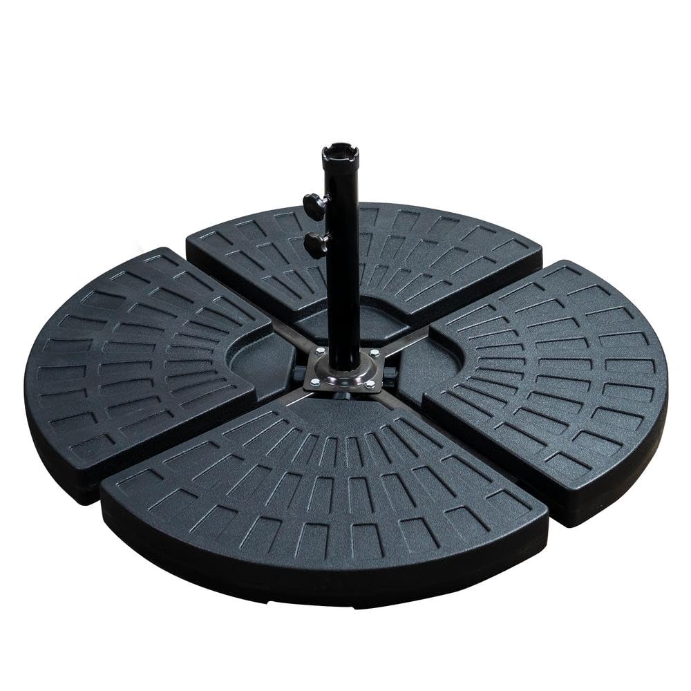 AmazingForLess 4-Piece Patio Umbrella Base Cantilever Off-Set Heavy Duty Umbrella Stand Easy-Fill Spouts Circle Base Plate Outdoor Patio Umbrella Base Stand - Fill with Sand or Water