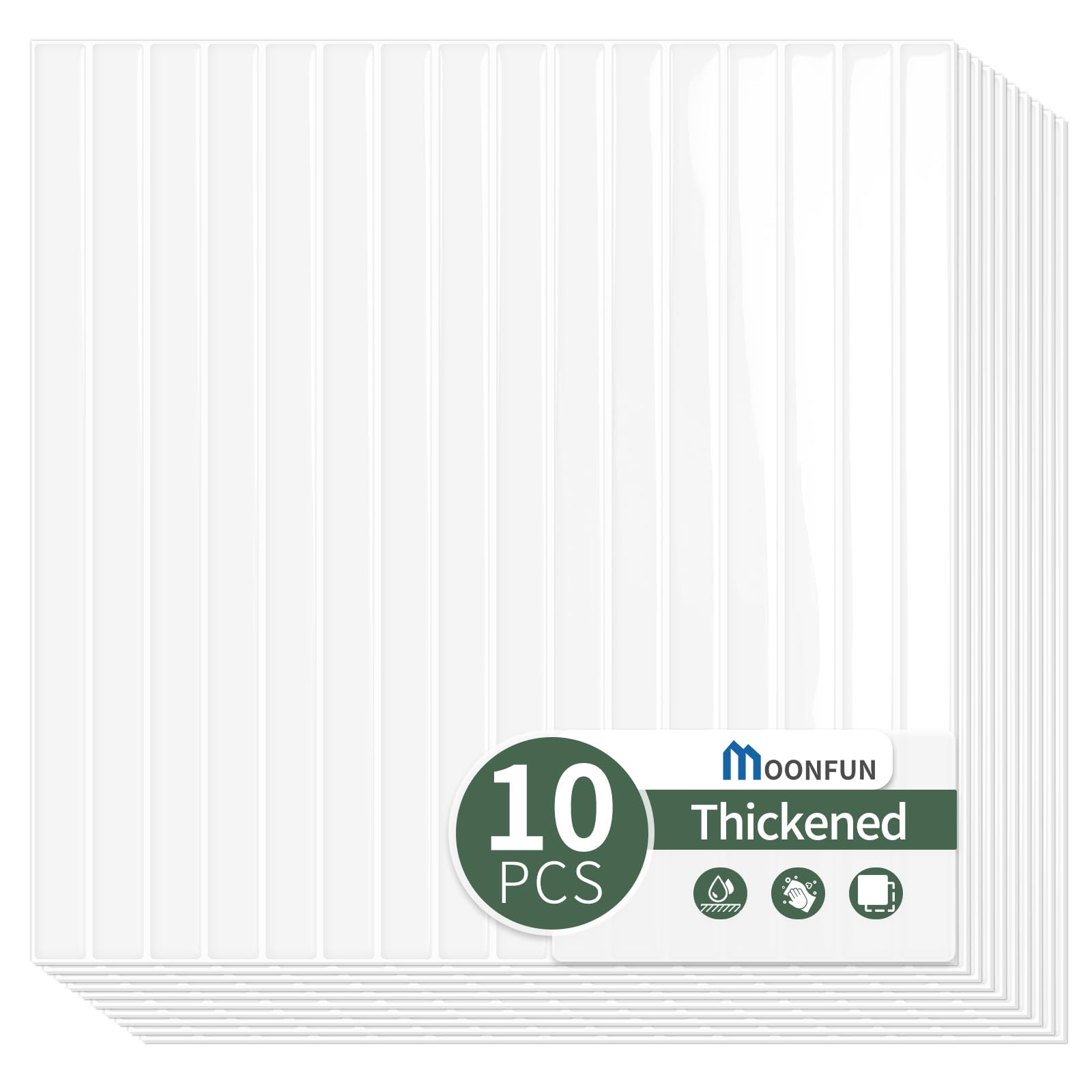 Crédence de cuisine autocollante blanche MOONFUN en lot de 10 plaques adhésives