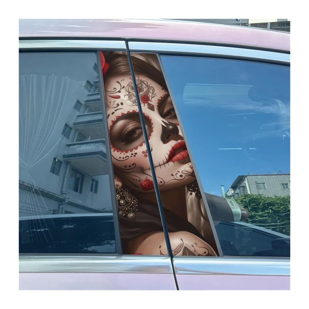 Body Parts 2pcs Car B-Pillar Decals Horror Nuns Auto Center Pillar Waterproof Sticker(H)