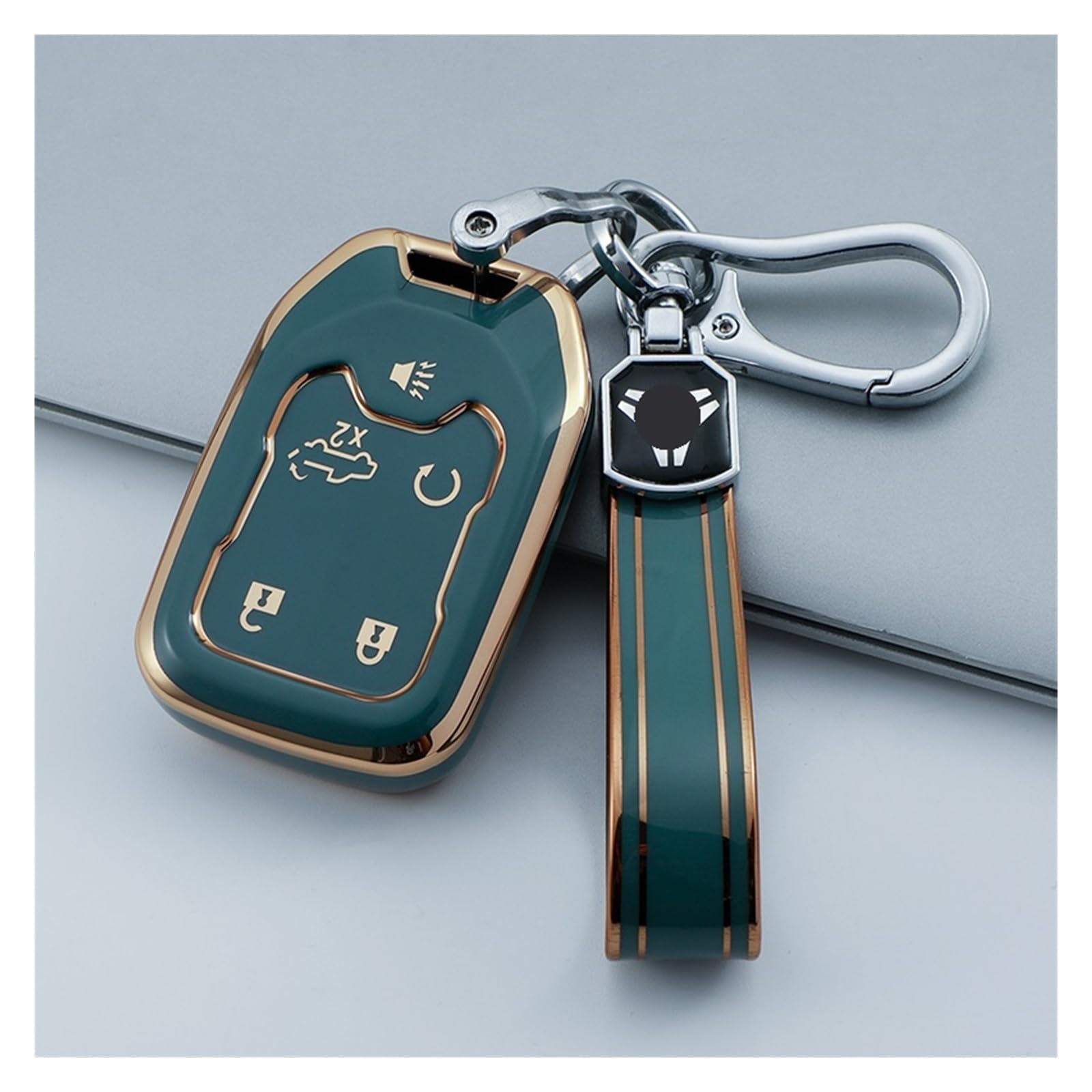 Funda Llave para Yukon XL para Sierra para Terrain para Acadia Funda para Llave De Coche Funda para Mando A Distancia Llavero con Soporte(White Key Chain)