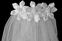 Vista 6 de Velo blanco de 18" con peine de flores de satén Swea Pea & Lili T-47