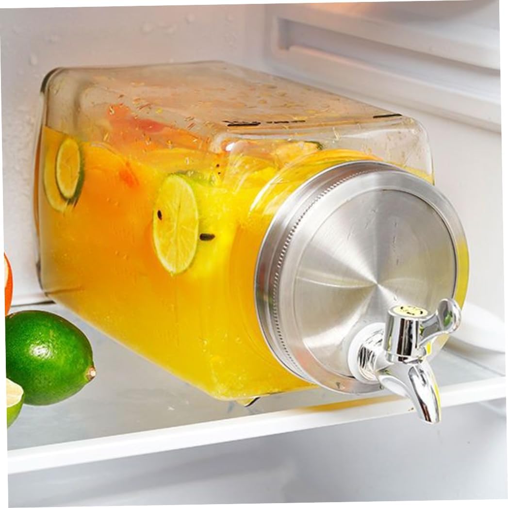 Glass Beverage Dispenser, 3L Beverage Dispenser with Tap, Glass Drink Dispenser, Fridge Water Dispenser Proof, Glass Water Dispenser for Refri