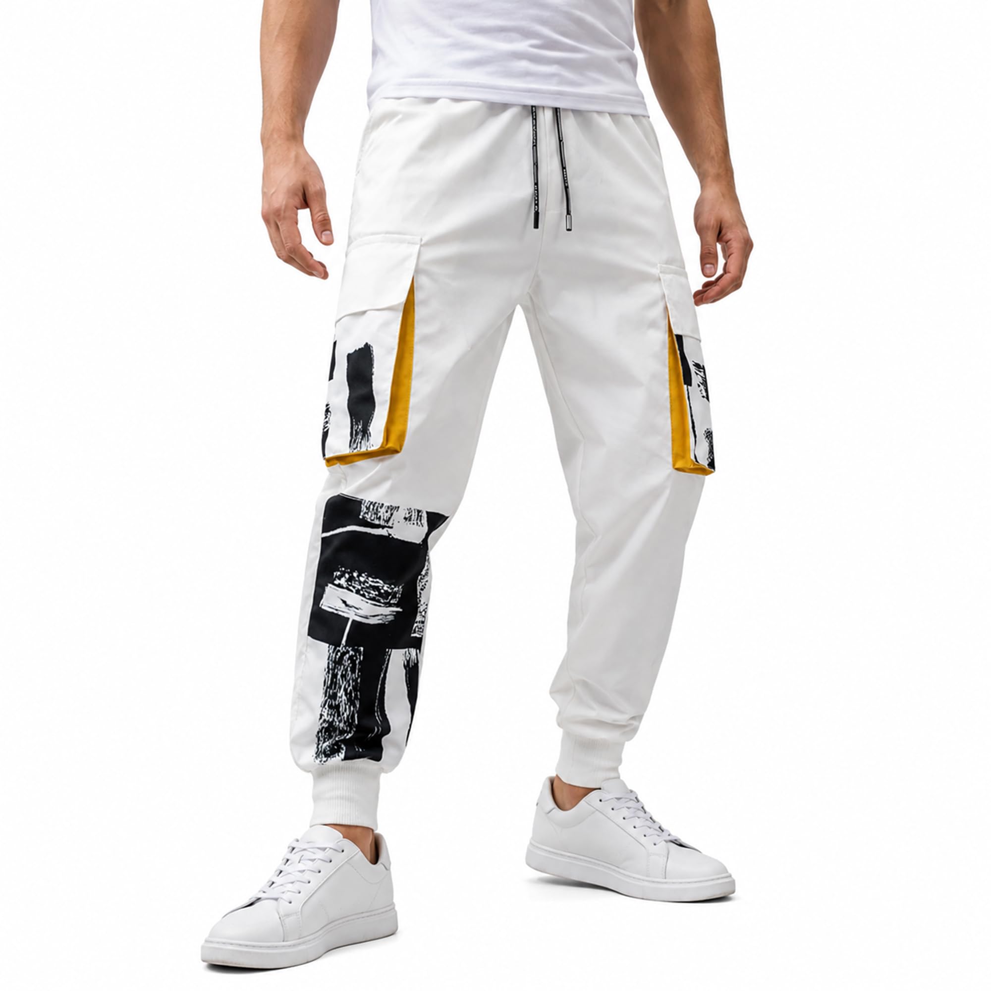 XYXIONGMAO Pantaloni Harem tattici bianchi da uomo con tasche Techwear Streetwear Hip Hop Joggers Pantaloni cargo per uomo