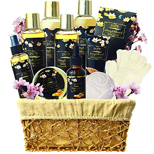 Premium XL Spa Gift Basket for Men & Women! Pampering Honey Almond Spa Gift Set Natural Bath Gift Set. Includes Bubble Bath, Body Lotion, Bath Bombs and More! (Almond & Honey) Premium XL Spa Gift Basket for Men & Women! Pampering Honey Almond Spa Gift Set Natural Bath Gift Set. Includes Bubble Bath, Body Lotion, Bath Bombs and More! (Almond & Honey)