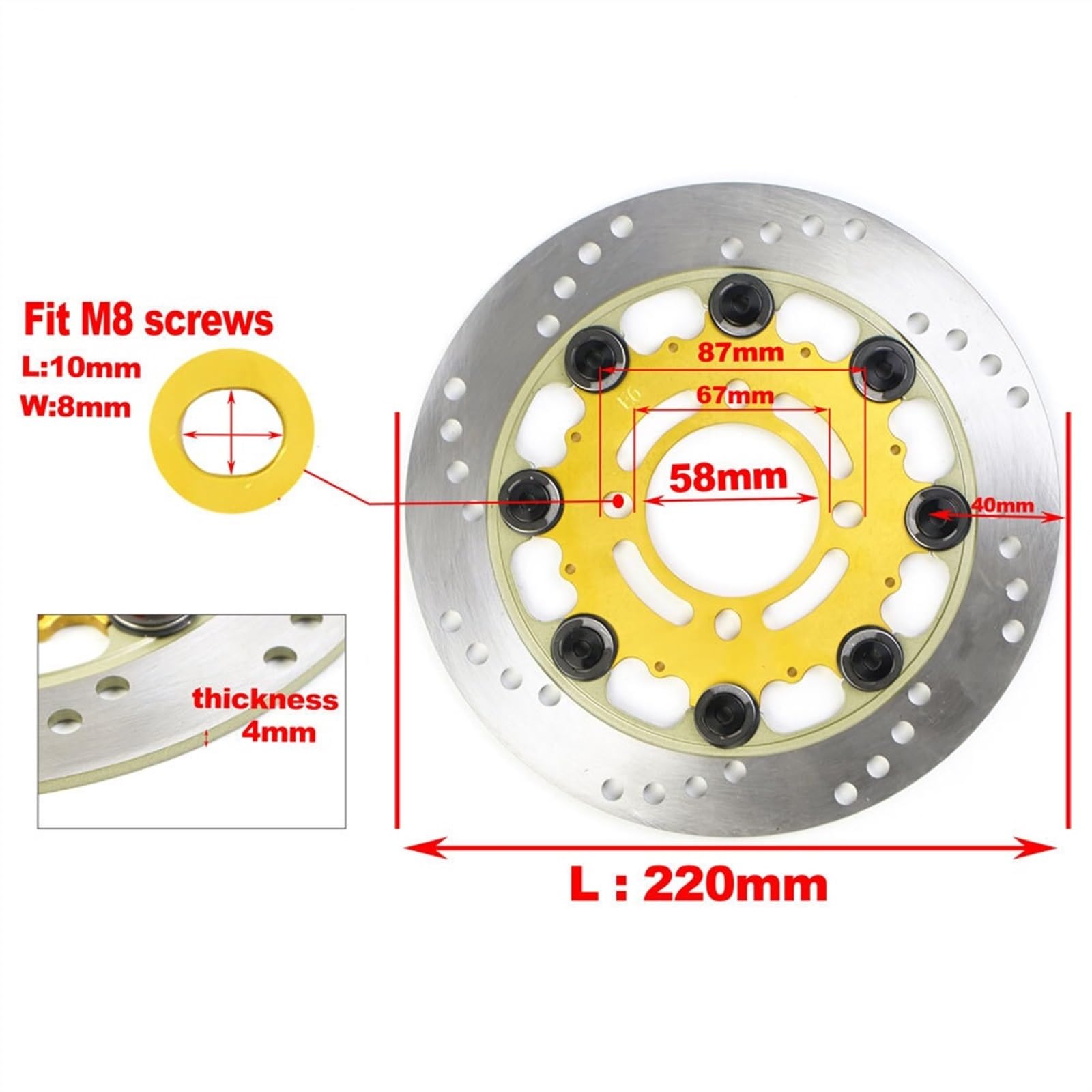 Amazon.co.jp: 4 穴ユニバーサルオートバイディスクブレーキフロント