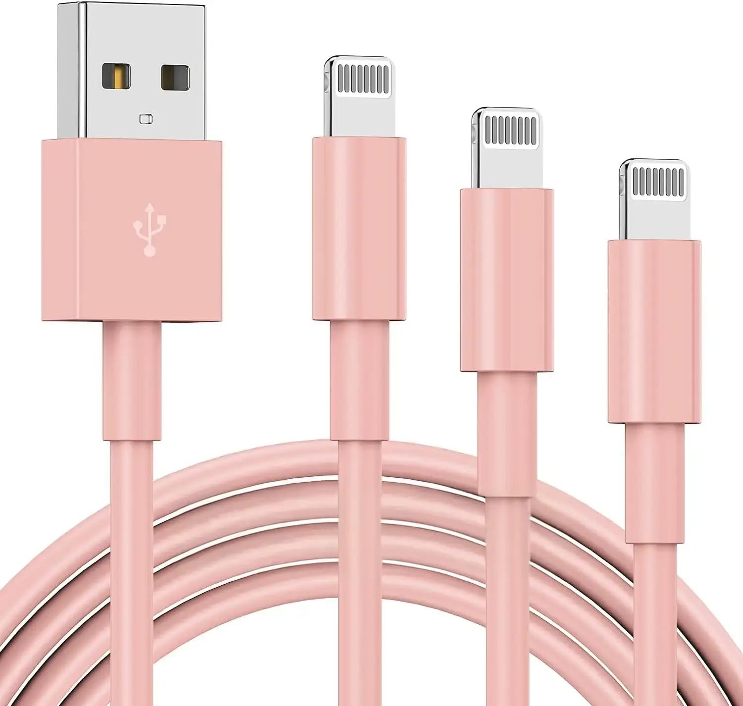 3 Pack Apple MFi Certified Charger Cable 6ft, Lightning to USB Cable Cord 6 Foot, 2.4A Fast Charging,Apple Phone Long Chargers for iPhone 13/12/11/11Pro/11Max/ X/XS/XR/XS Max/8/7/6 Pink