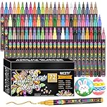NICETY Acrylic Paint Pens Set - 72 Colours Paint Markers for Rock Painting Stone Glass Ceramic Wood Metal Fabric - 0.7mm Extra Fine Tip Water Based Acrylic Markers for Adults