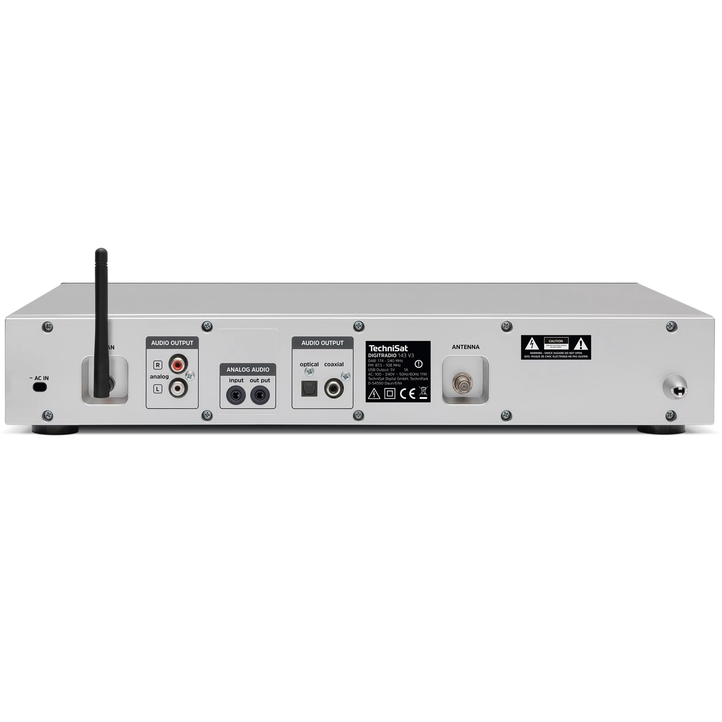 TechniSat DIGITRADIO 143 (V3) - Tuner HiFi Internetradio (Radio numérique Dab+, Streaming Audio Bluetooth, Spotify Connect, antenne Filaire, télécommande, Largeur 43,5 cm) Argent