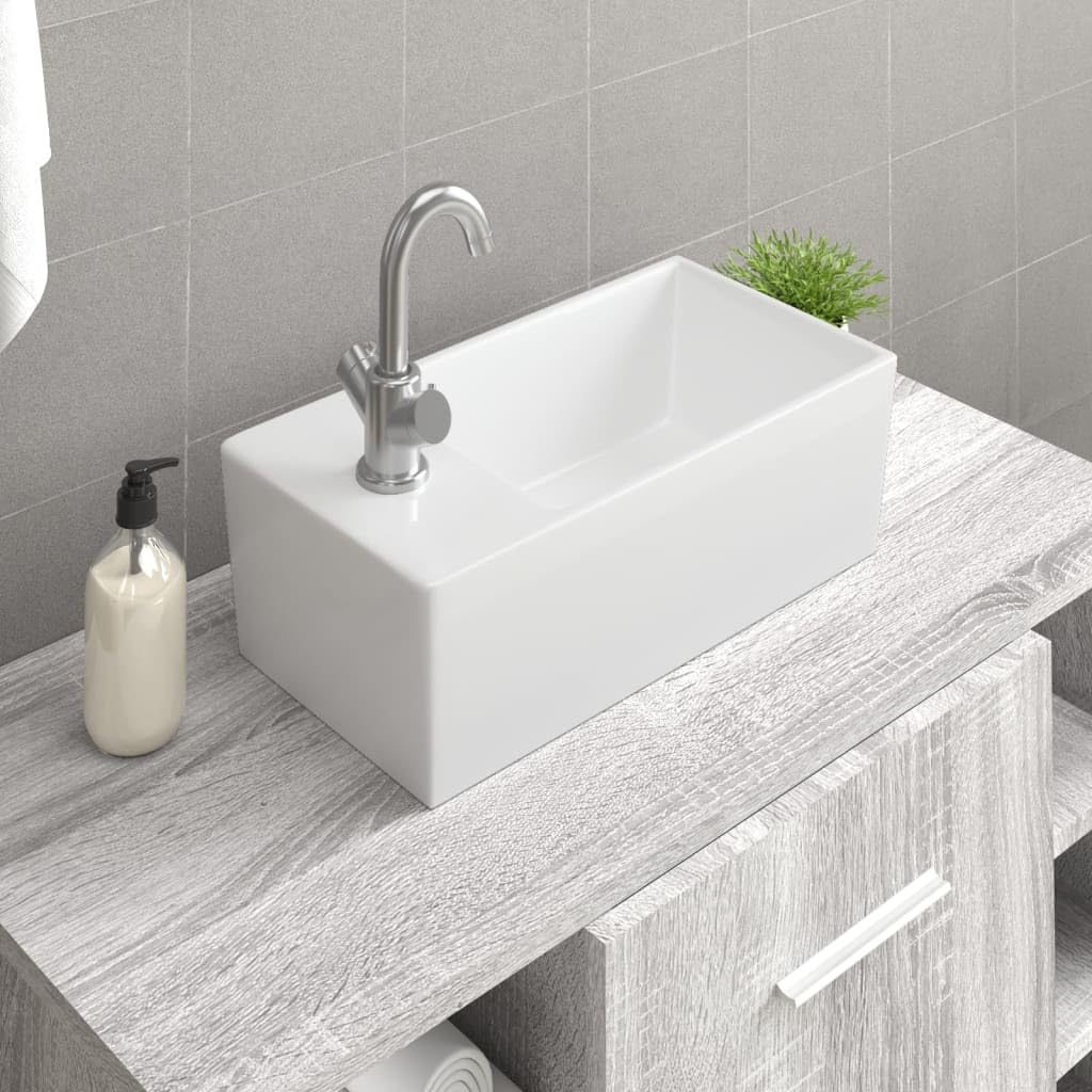 vidaXL Grifo de lavabo cuadrado de cerámica (no para ventas individuales/bloqueado todo en blockcades)