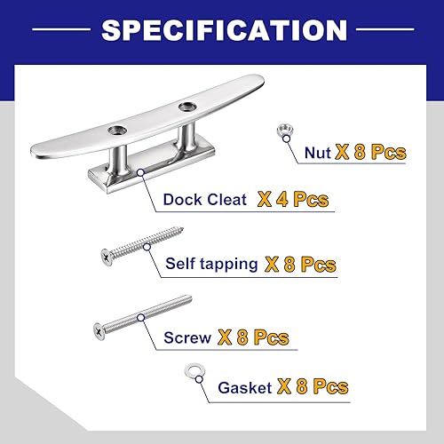 Miniatura 6 de uxcell Base abierta de 5 pulgadas, 4 tacos de muelle de acero inoxidable 316 para kayak, yates y barcos de pesca, incluye tornillos de instalación