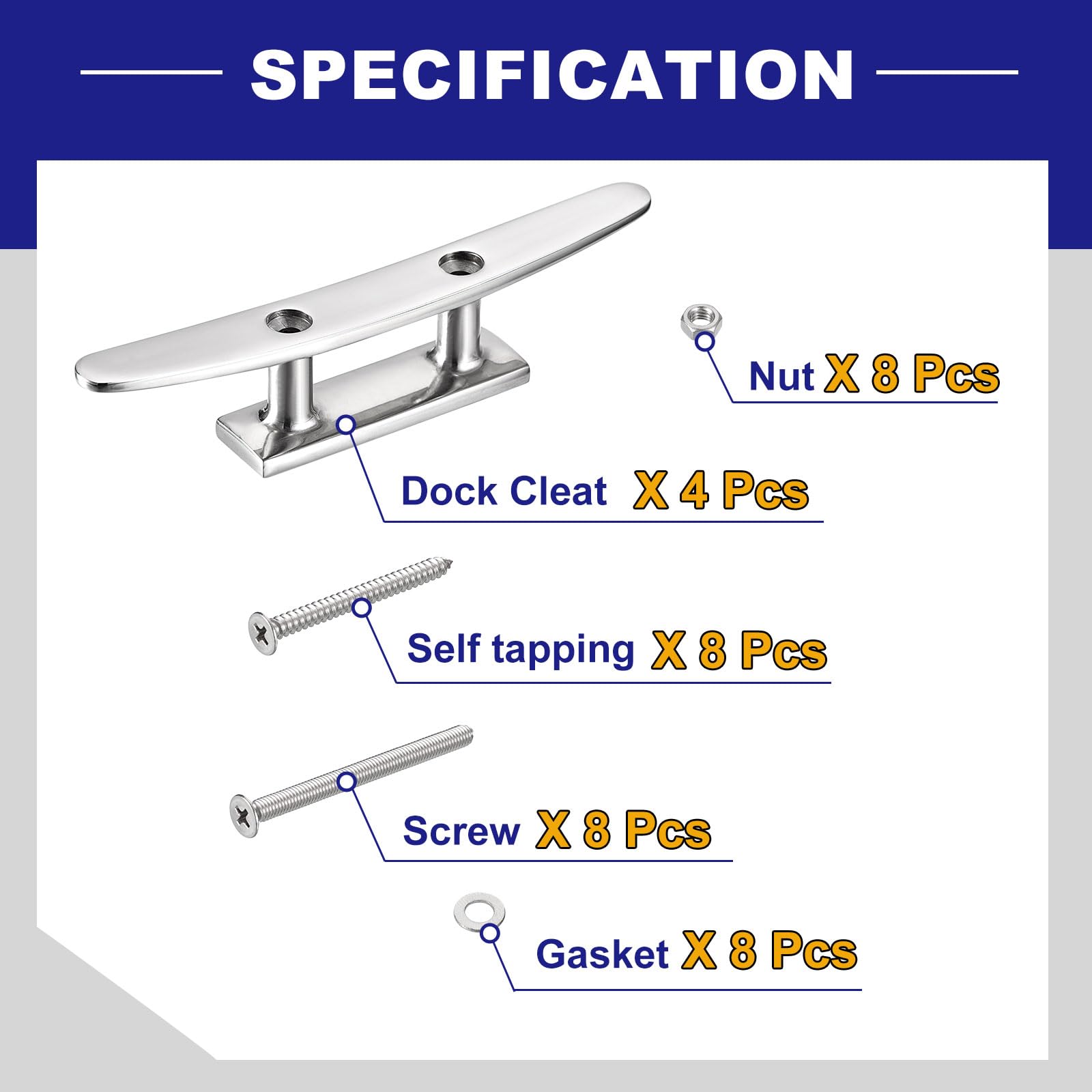 QUARKZMAN Bateau Taquet Ouvert Base 4 Pouce, 4 pcs 316 INOX Acier Dock Taquet pour Kayak Bateau, Yachts, et Pêche Bateaux, Inclure Installation Vis