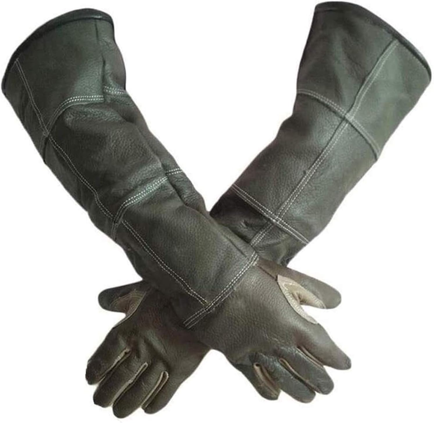 EUNOGO Animal Handling Long Gloves 23.6IN/60cm Waterproof,Cowhide Anti-Scratch/Bite Bird Handling Falcon Gloves Grabbing, Pet Cat Bathing Dog Bird