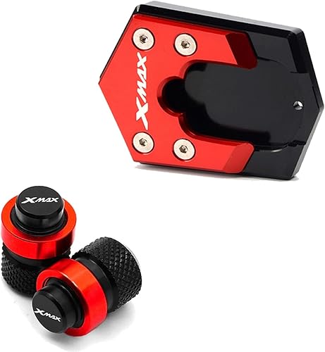 Miniatura 5 de CNC aluminio Motorcycle Side Stand Kickstand Enlarge & Tire Valve Caps for Yamaha Xmax 250 300 2017-2021 (Color  A Set Blue)