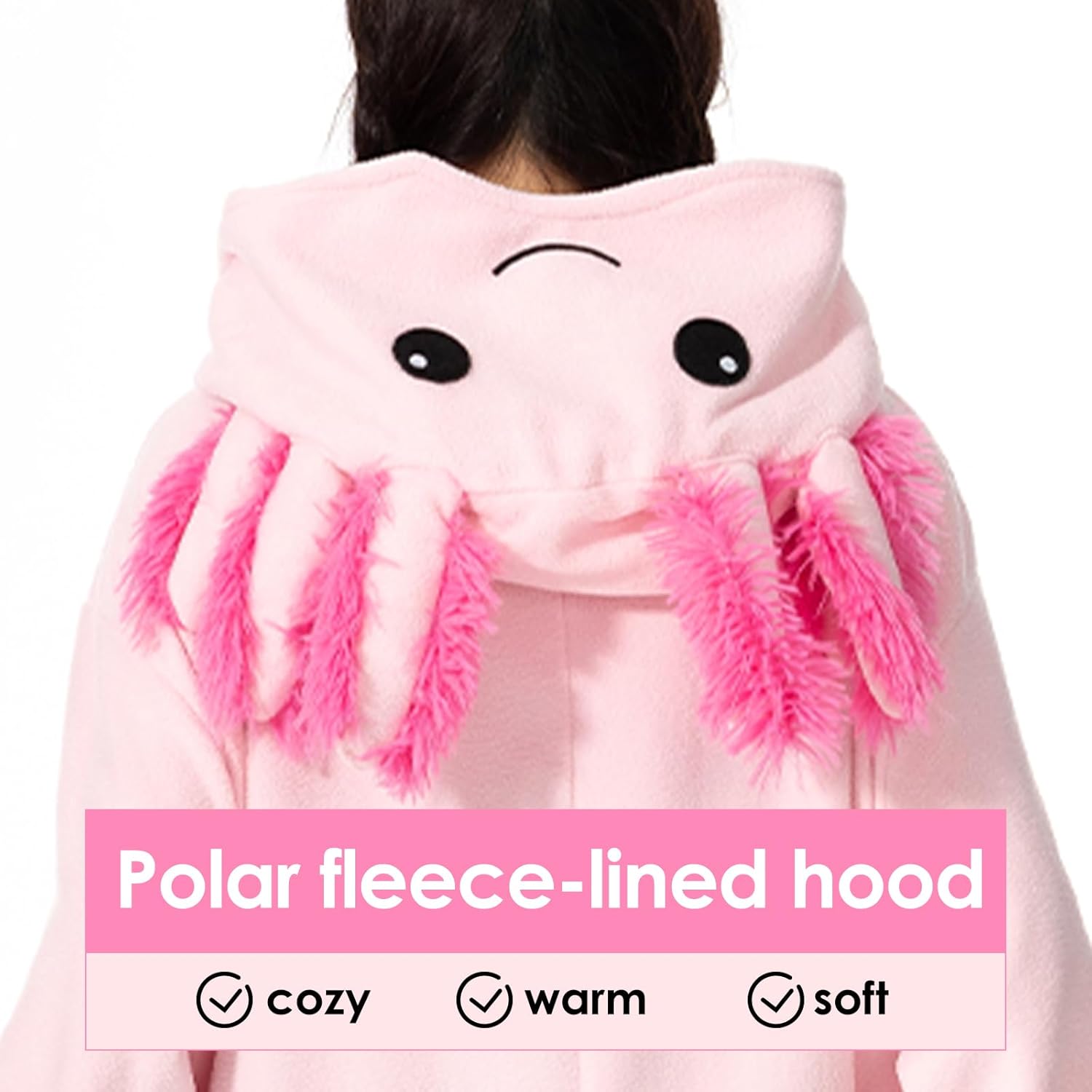 Axolotl Costume Adults Onesies Unisex Pajamas Cosplay Animal Plush Homewear Halloween Jumpsuit for Men Women - Image 5